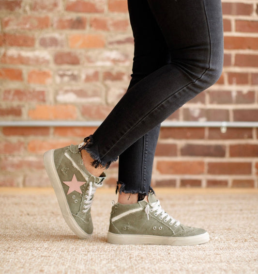 Paulina Mid Star Sneakers - Olive
